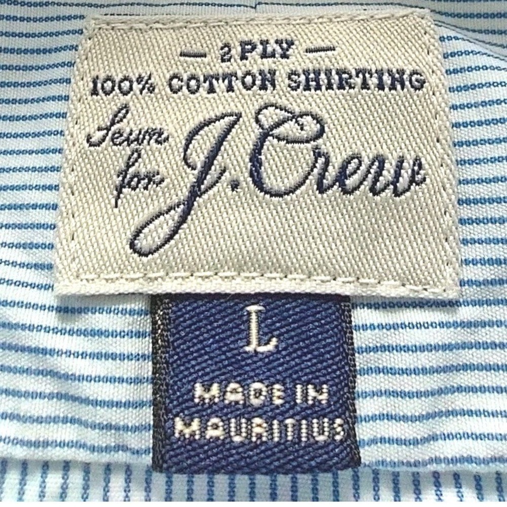 J.Crew Button‎ Down Shirt Men L Blue Striped Long Sleeve Preppy Classic Business - Picture 5 of 15